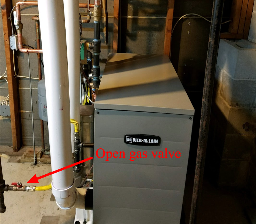 closed gas valve boiler won't start
